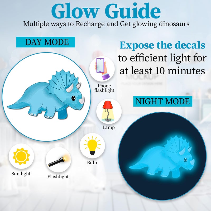 LIDERSTAR Dinosaur Room Decor Glow in The Dark Dinosaur Wall Decals for Boys Bedroom  Kids Wall Stickers Birthday Christmas Gift for Toddler. Dino Wall Decals for Nursery Room Dinosaur Toys - Image 3